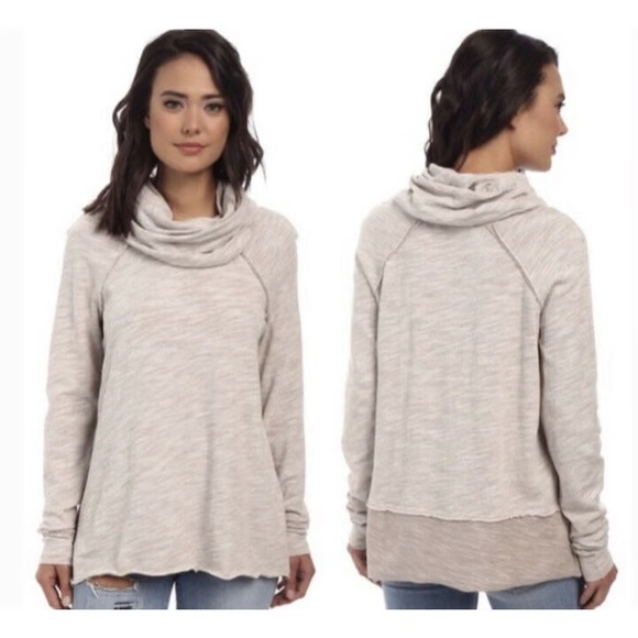 FP Beach Sweaters - Free People Beach Beige Cocoon Cowl Neck Knit Sweater Tunic